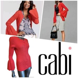 123. CAbi #5285 Orange Cardigan - Size Medium